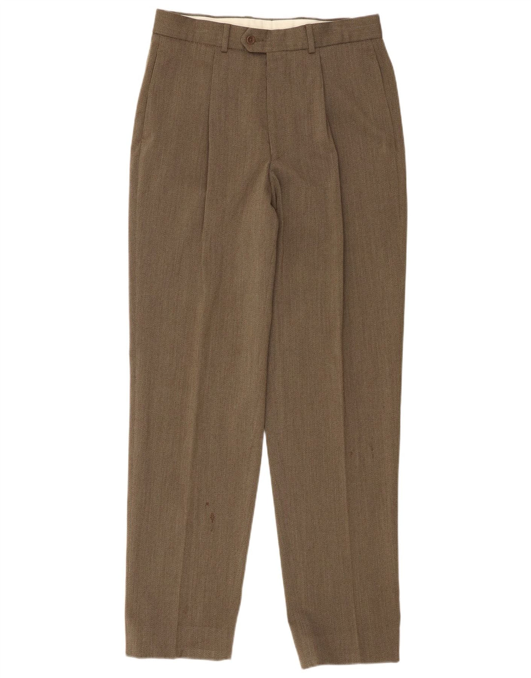 Calça masculina Marks & Spencer com pregas W32 L33 cáqui nova lã