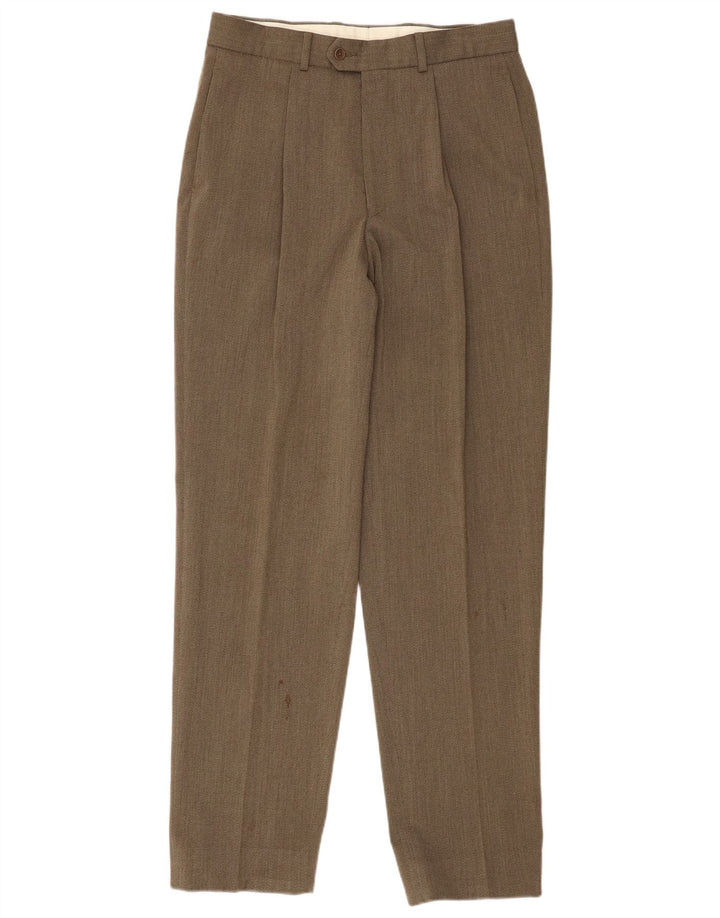 Calça masculina Marks & Spencer com pregas W32 L33 cáqui nova lã