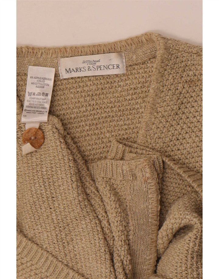 Suéter cardigã masculino sem mangas Marks & Spencer St. Michael médio bege