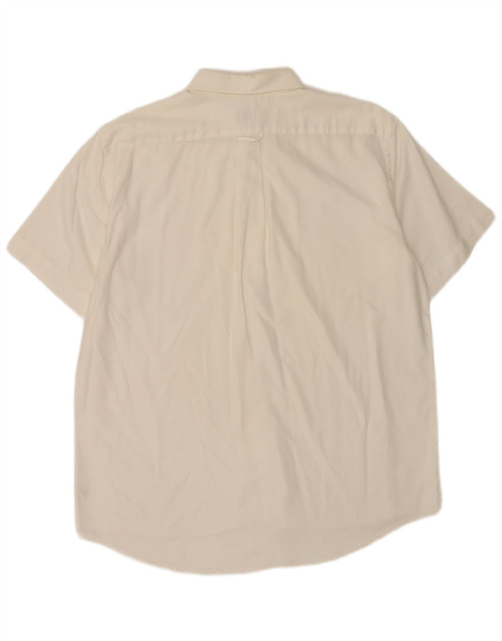 Lacoste camisa masculina de manga curta tamanho 42 grande algodão branco