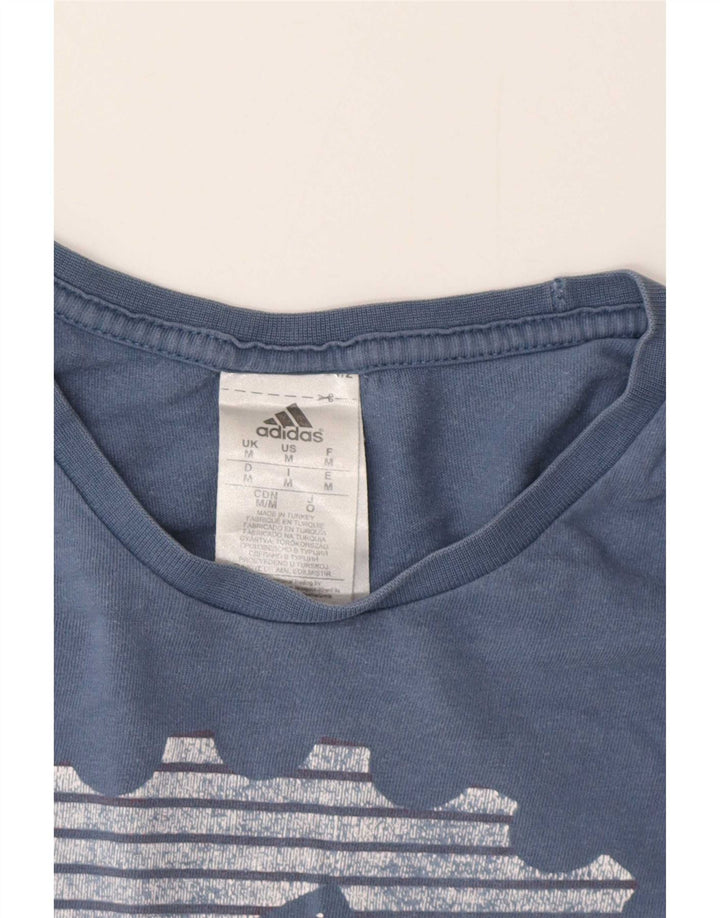 Adidas Mens Graphic T-Shirt Top Médio Algodão Azul