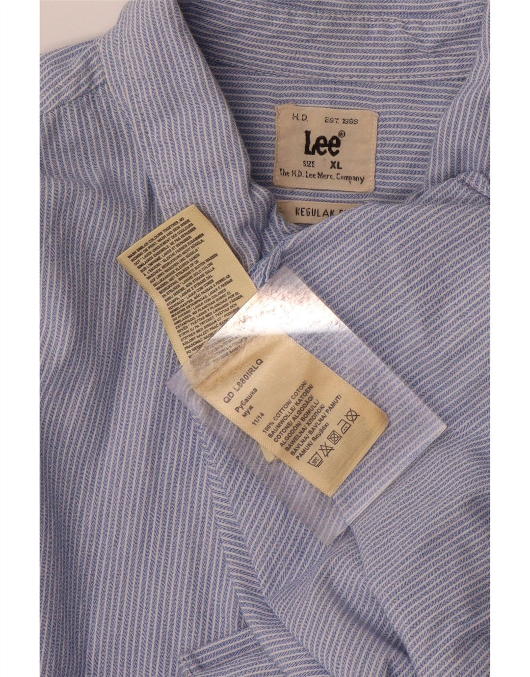Camisa masculina LEE Regular Fit XL algodão listrado azul
