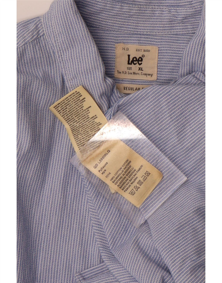 Camisa masculina LEE Regular Fit XL algodão listrado azul