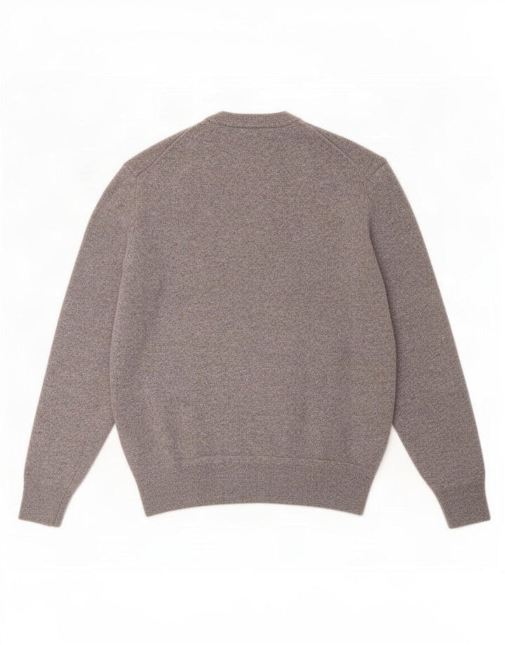 Zara Suéter masculino com gola redonda e lã cinza médio