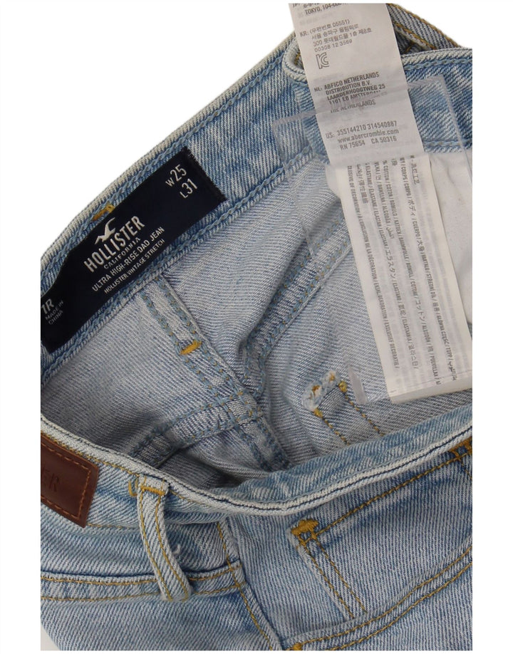 HOLLISTER Calça jeans reta feminina de cintura alta W25 L31 algodão azul