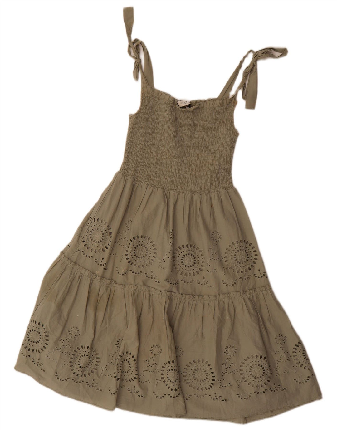 Vestido de verão feminino Zara UK 8 pequeno poliéster cáqui