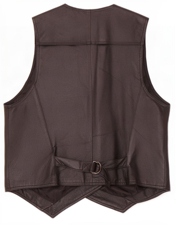 Colete de couro masculino John F Gee médio preto
