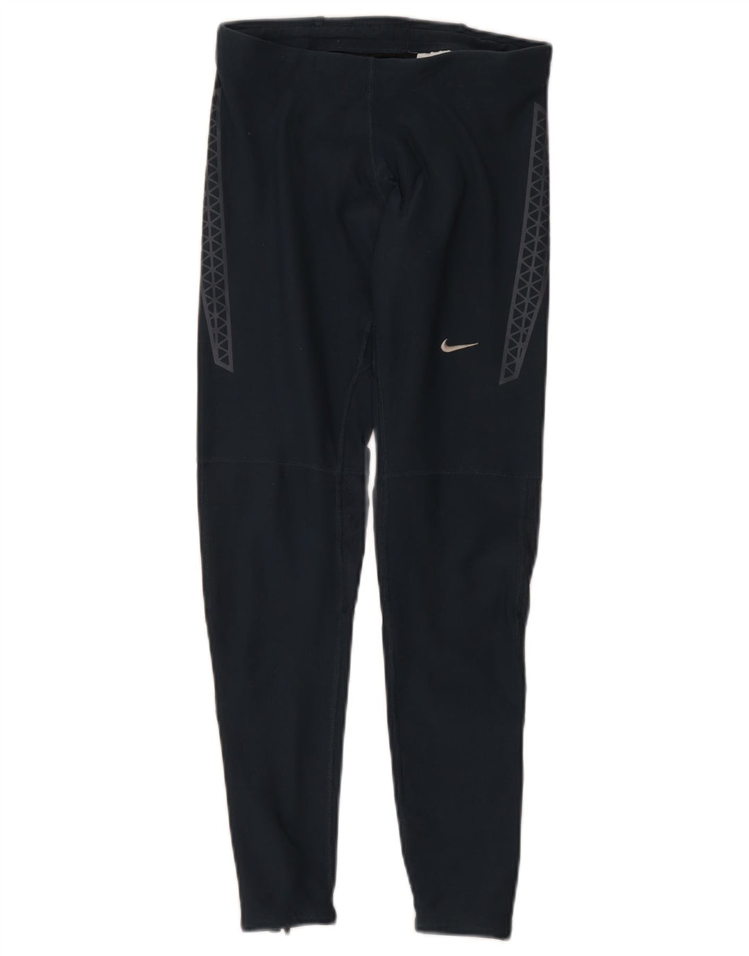Nike Womens Dri Fit Leggings UK 12 Médio Azul Marinho Geométrico Poliéster