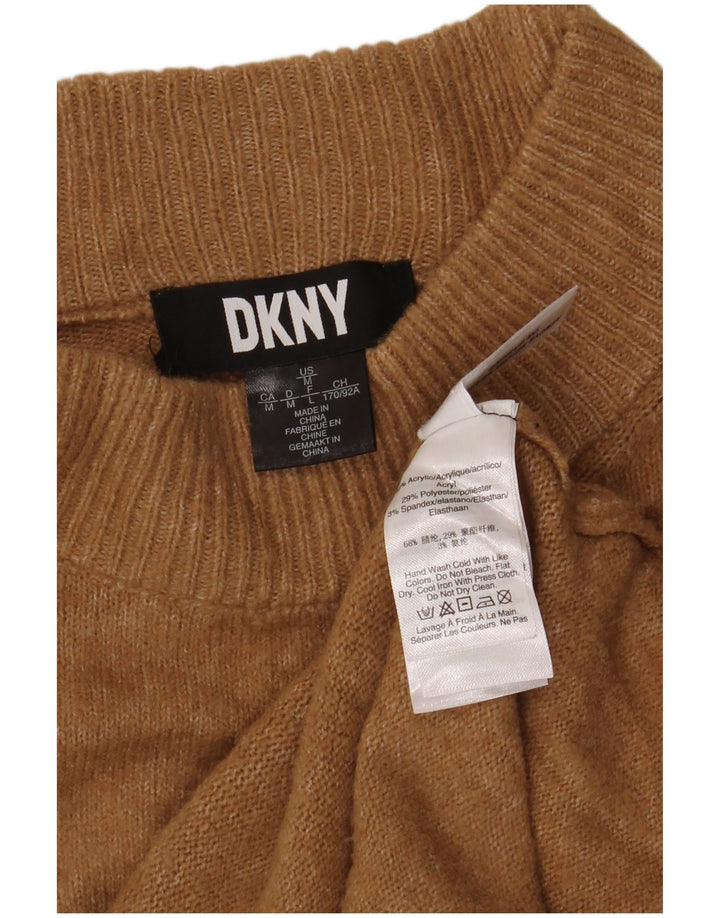 Suéter feminino Dkny com gola tartaruga Reino Unido 14 acrílico marrom médio