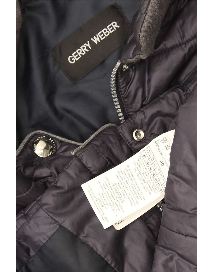 Jaqueta acolchoada feminina Gerry Weber UK 14 grande poliéster azul marinho