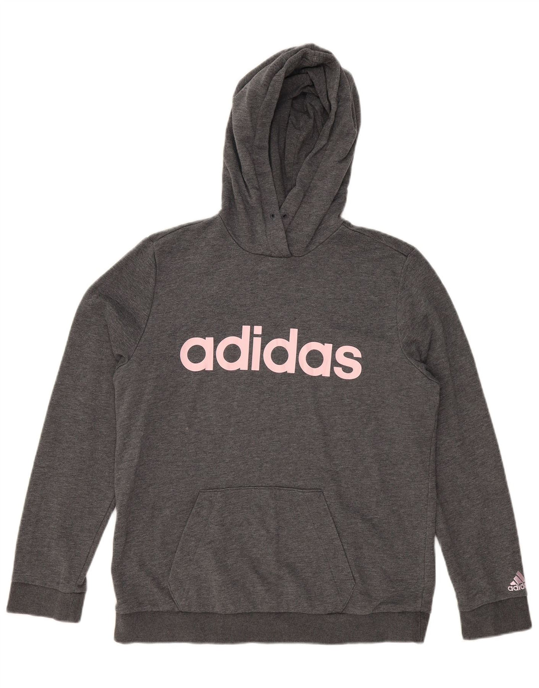ADIDAS Womens Graphic Hoodie Jumper UK 16/18 Grande Cinza Poliéster