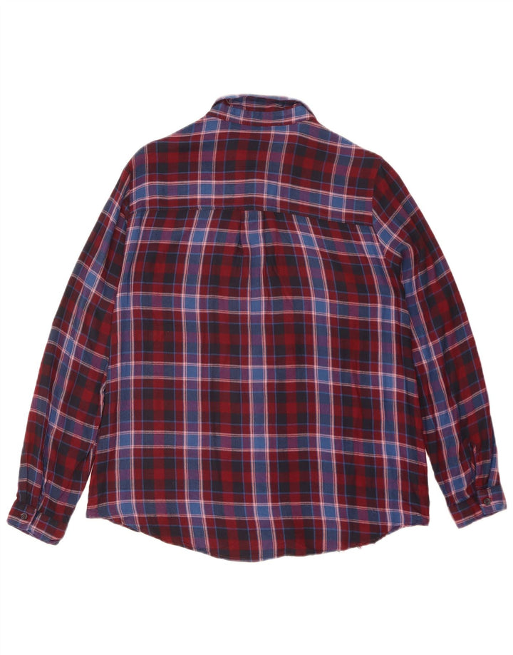 Camisa feminina de flanela Oasis UK 10 pequena vermelha xadrez viscose