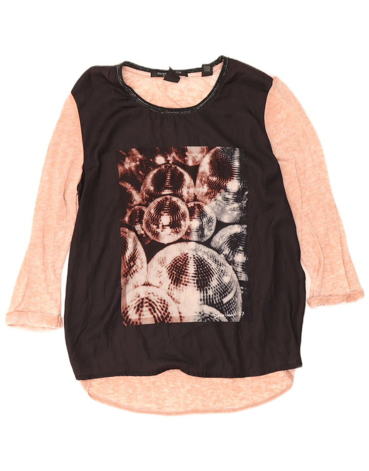Scotch & Soda blusa feminina gráfica manga 3/4 tamanho 1 bloco colorido preto pequeno