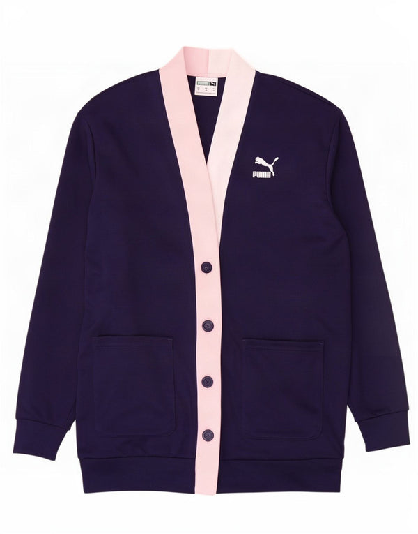 Puma Womens Tracksuit Top Jacket UK 14 Médio Azul Marinho Colorblock