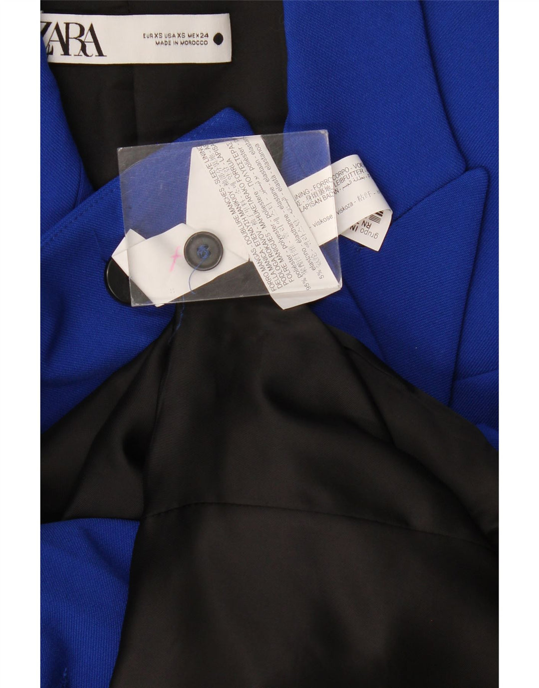 Jaqueta blazer feminina Zara com corte solto e peito duplo Reino Unido 6 XS azul poliéster
