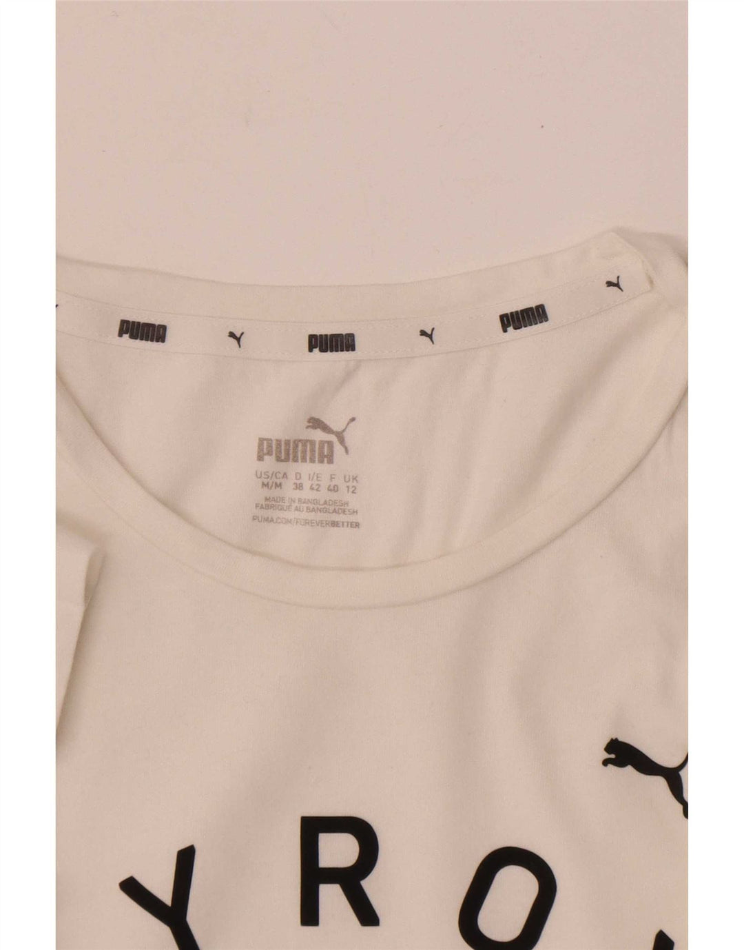 Puma Camiseta Feminina Graphic Top UK 12 Médio Branco