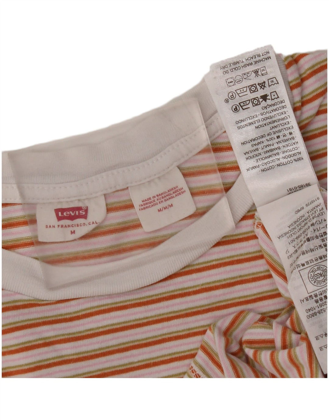 Camiseta feminina LEVI'S UK 14 média listrada multicolorida de algodão