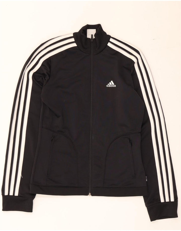 Adidas Womens Tracksuit Top Jacket UK 8 Pequeno Preto Colourblock Poliéster
