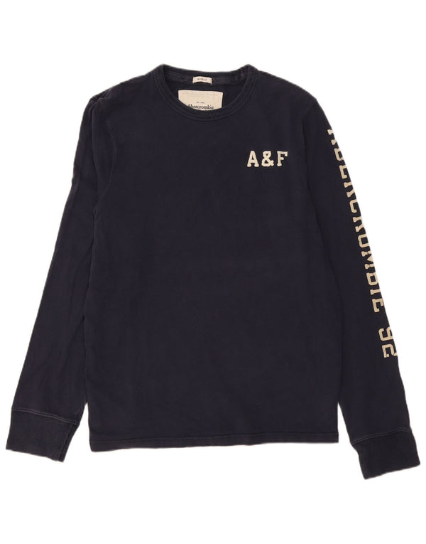 Top gráfico masculino Abercrombie & Fitch de manga comprida XL azul marinho algodão