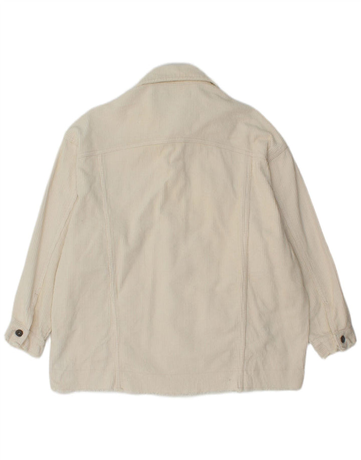 Jaqueta feminina de veludo cotelê Zara UK 10 pequeno algodão branco