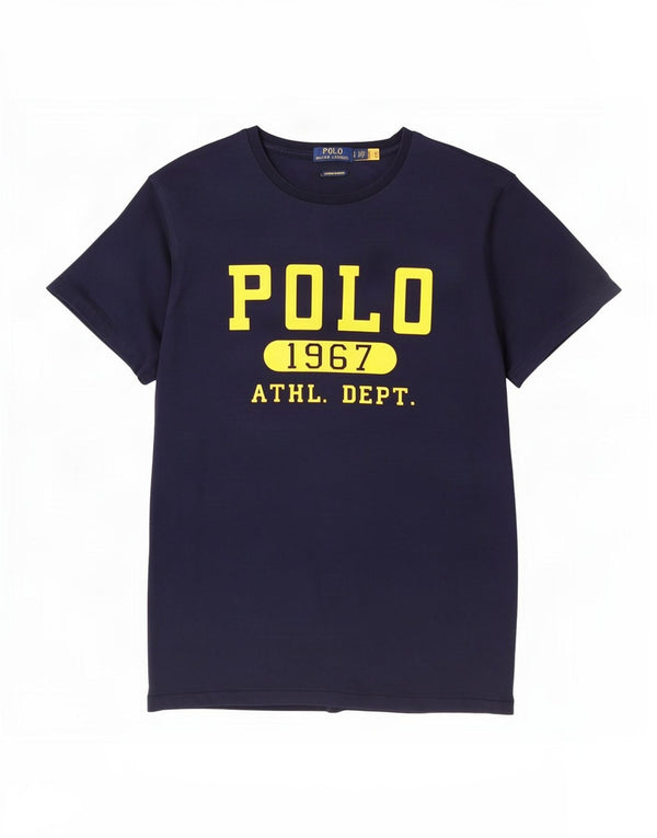 Camiseta polo Ralph Lauren masculina personalizada slim fit gráfica grande azul marinho