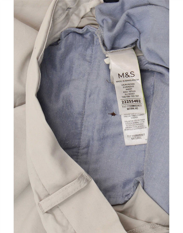 Shorts chino masculino Marks & Spencer W42 2XL algodão bege