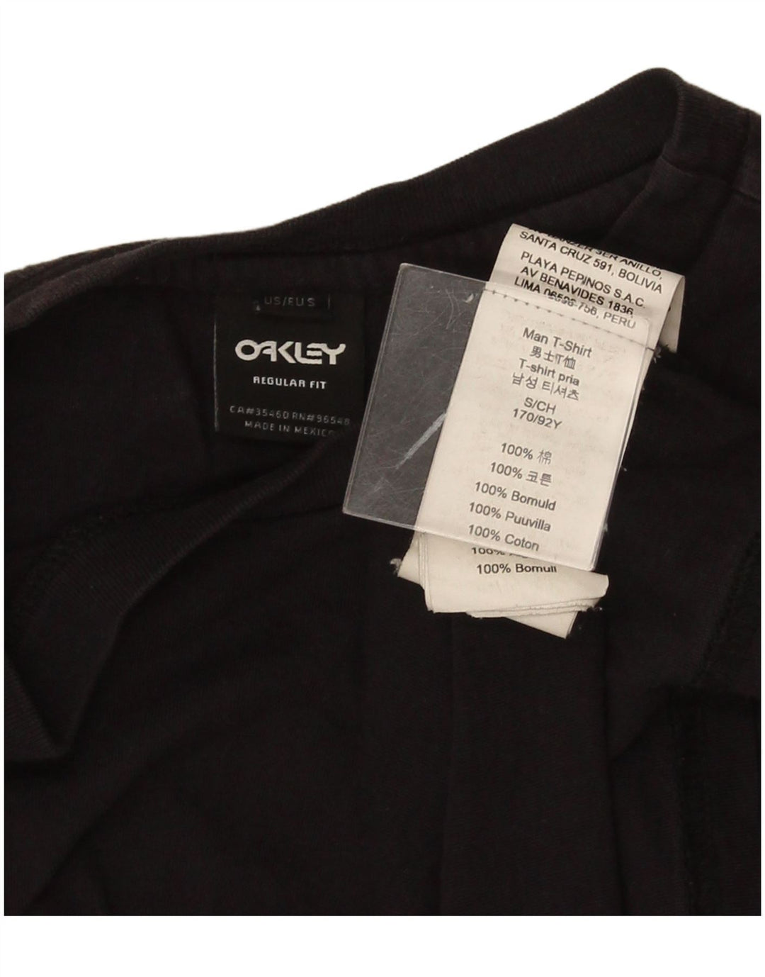 Oakley Camiseta masculina gráfica top pequeno algodão preto