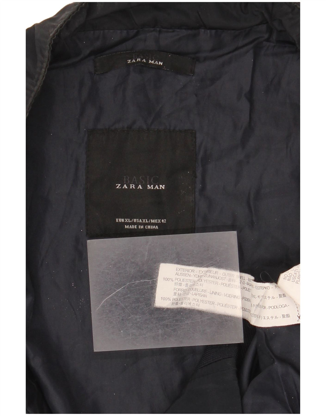 Jaqueta bomber masculina Zara UK 42 XL azul marinho poliéster