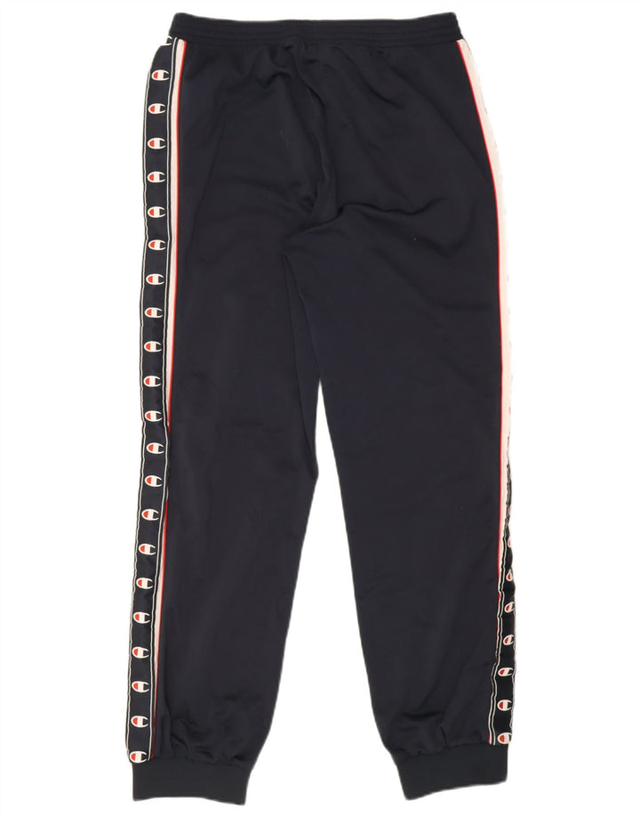Calça esportiva masculina Champion com estampa gráfica, calça jogger média azul marinho de poliéster