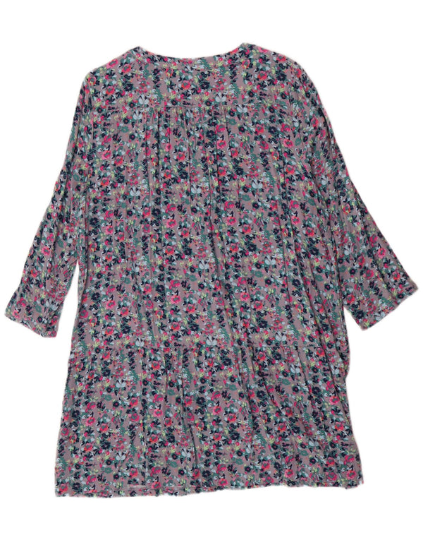Vestido túnica feminino Joules manga 3/4 UK 18 XL multicolorido floral viscose