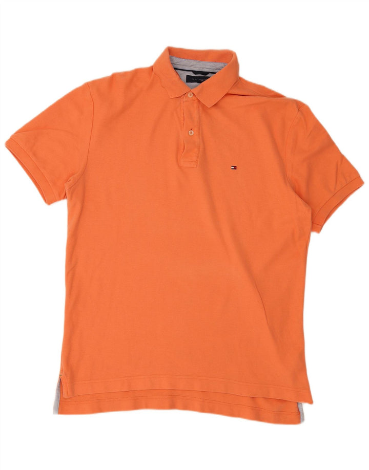 Camisa polo masculina Tommy Hilfiger grande algodão laranja
