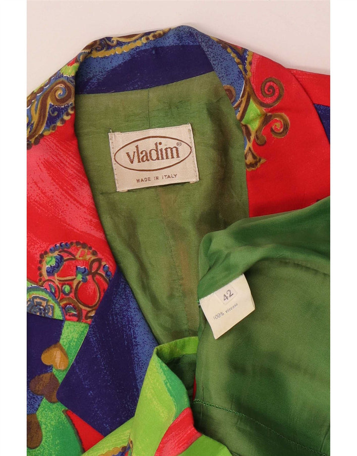 Jaqueta Blazer Feminina Vintage IT 42 Patchwork Médio Multicolorido
