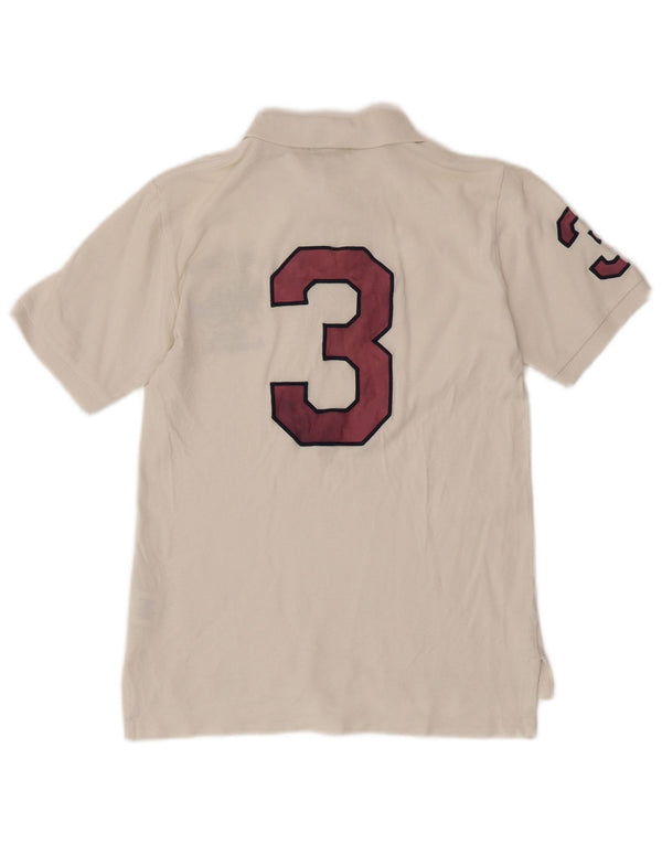 POLO RALPH LAUREN Camisa polo masculina gráfica 7-8 anos pequena algodão branco