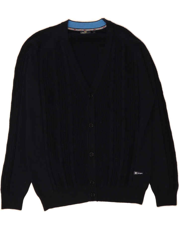 NAVIGARE Mens Cardigan Sweater Large Navy Blue Cotton Vintage Navigare and Second-Hand Navigare from Messina Hembry 