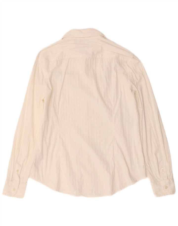 Camisa feminina Massimo Dutti EU 42 grande algodão listrado branco