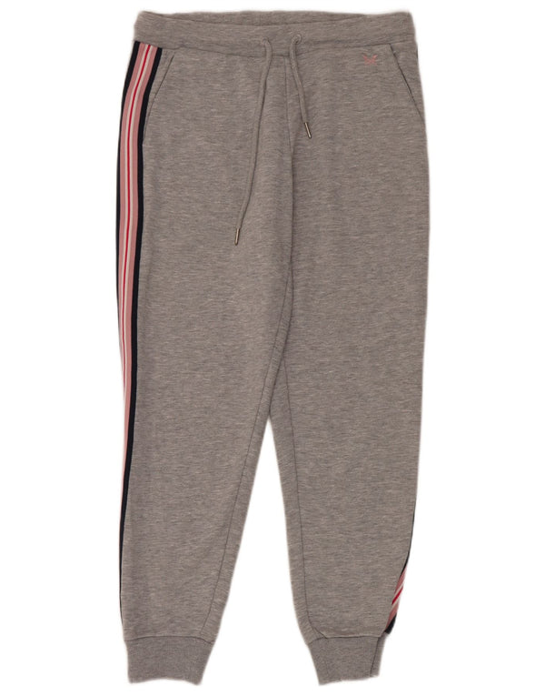 Crew Clothing Calças de treino femininas Joggers UK 14 listrado cinza médio