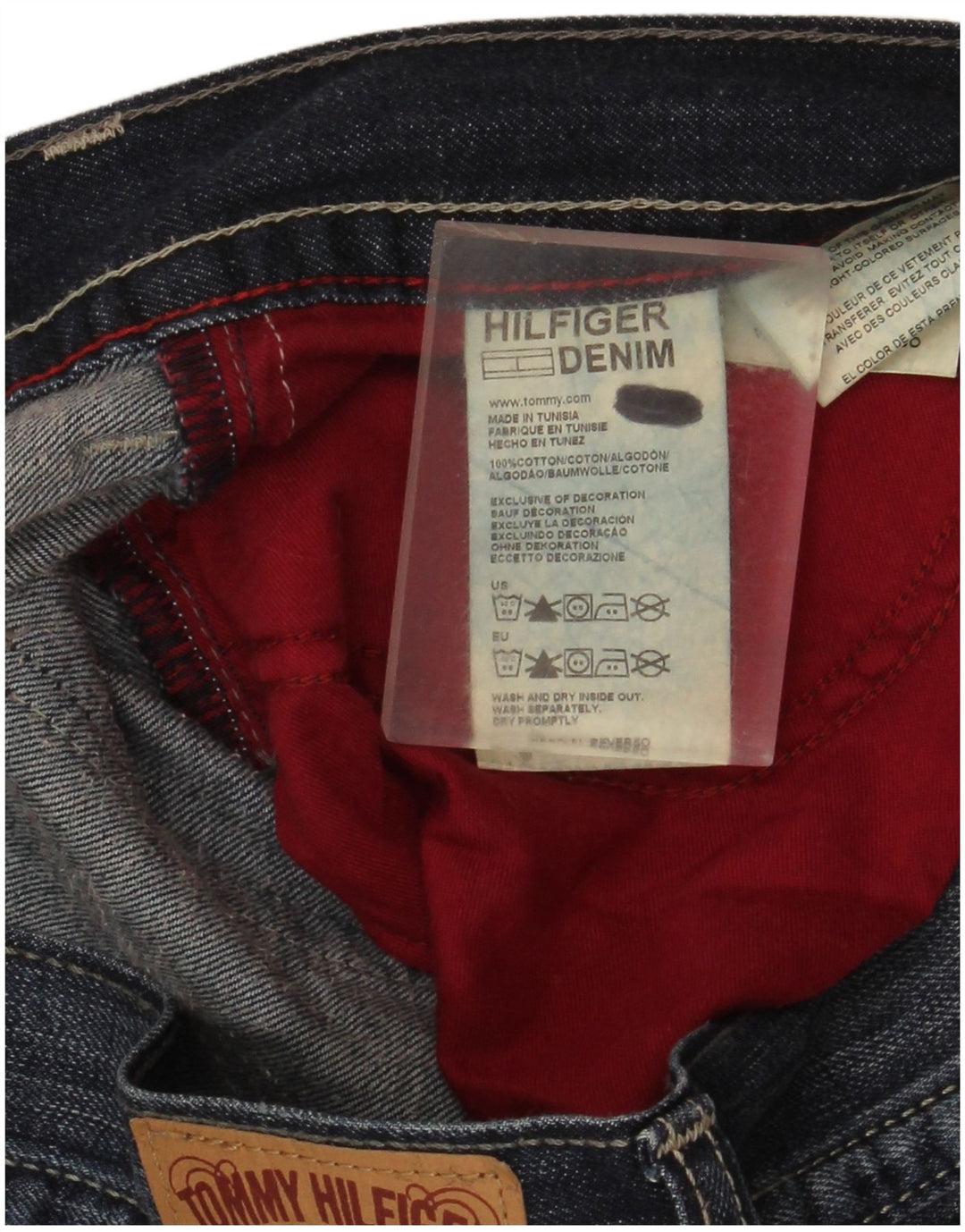 Jeans retos masculinos Tommy Hilfiger W34 L34 algodão azul