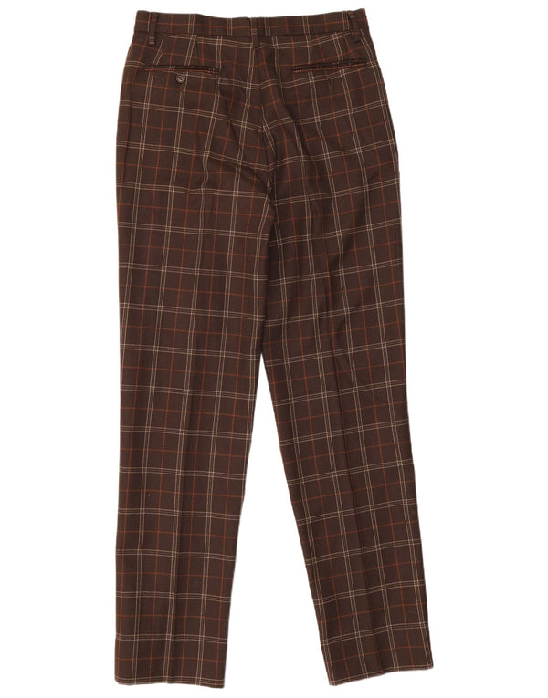 Calça masculina Sisley Tapered Suit IT 46 pequena W30 L32 marrom xadrez acetato