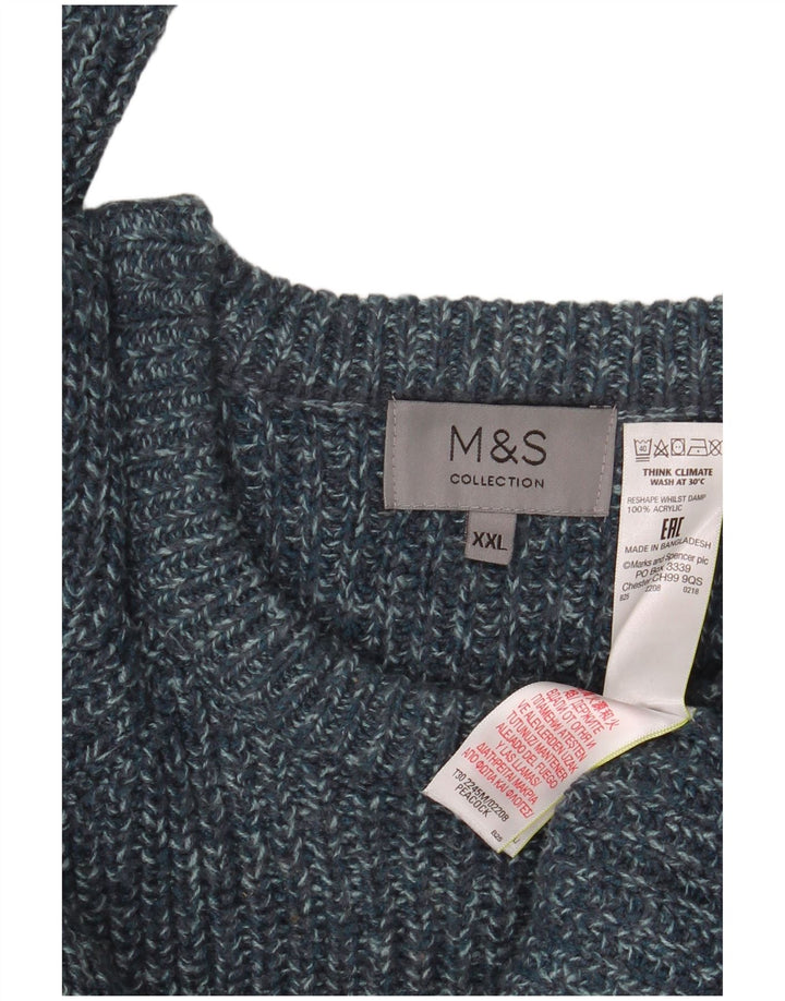Suéter masculino Marks & Spencer com gola redonda 2XL acrílico manchado azul