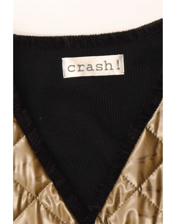Crash Jaqueta acolchoada feminina Reino Unido 14 grande bloco colorido dourado