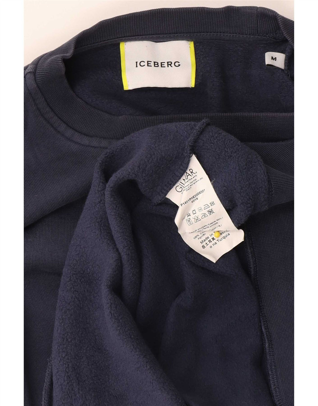 Iceberg moletom gráfico masculino jumper médio azul marinho algodão