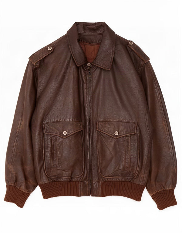 Jaqueta de couro militar masculina da Força Aérea dos EUA UK 42 XL marrom