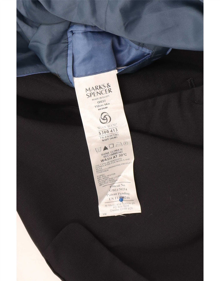Jaqueta blazer masculina de 3 botões Marks & Spencer Reino Unido 44 XL azul marinho poliéster
