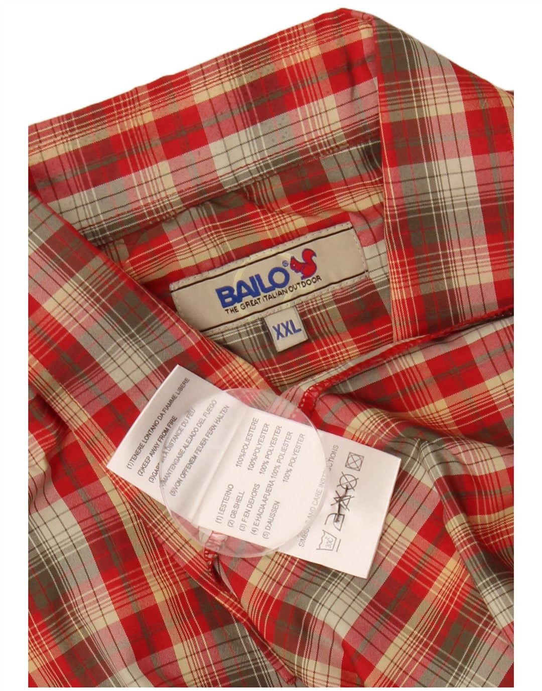 Camisa masculina BAILO 2XL poliéster xadrez vermelho
