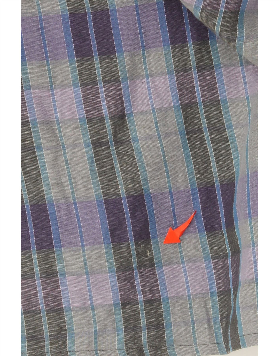 Camisa masculina de manga curta Ungaro tamanho 16 41 linho xadrez roxo grande