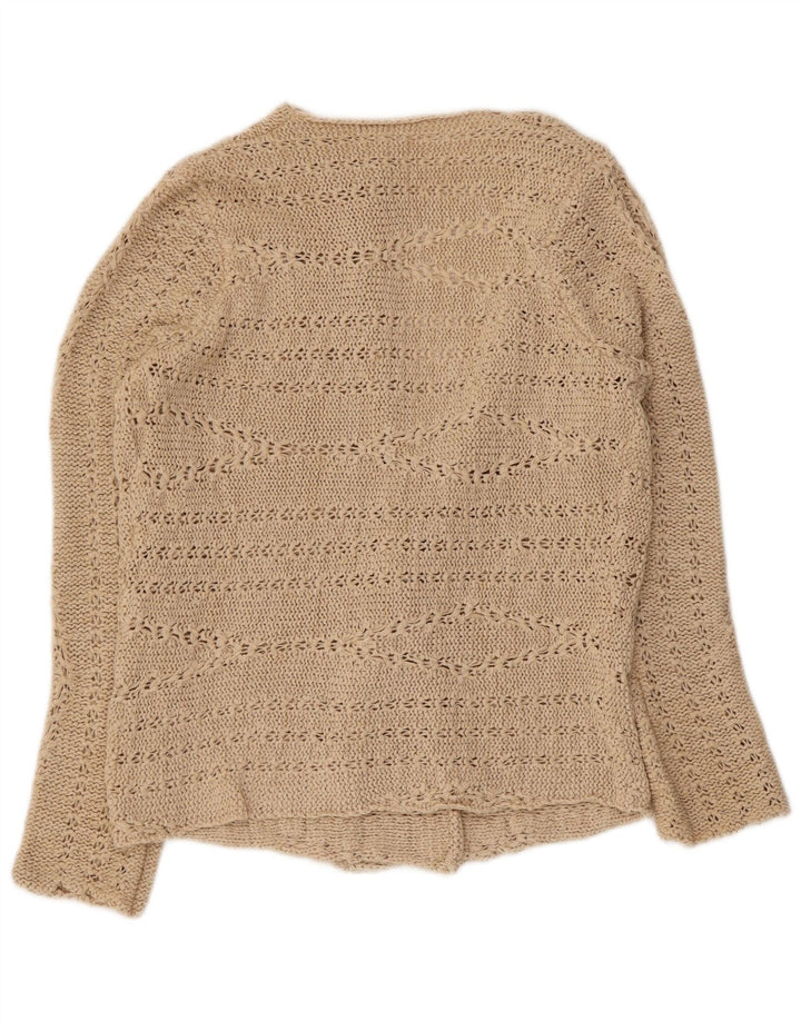 Suéter cardigã aberto feminino Marks & Spencer Reino Unido 12 acrílico bege médio