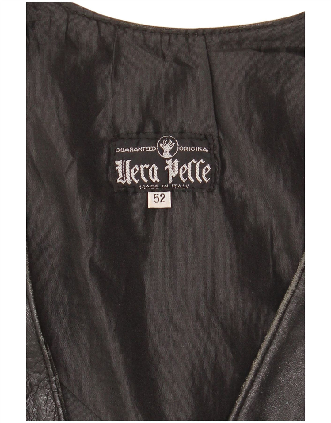 Colete de couro masculino VINTAGE IT 52 grande couro preto