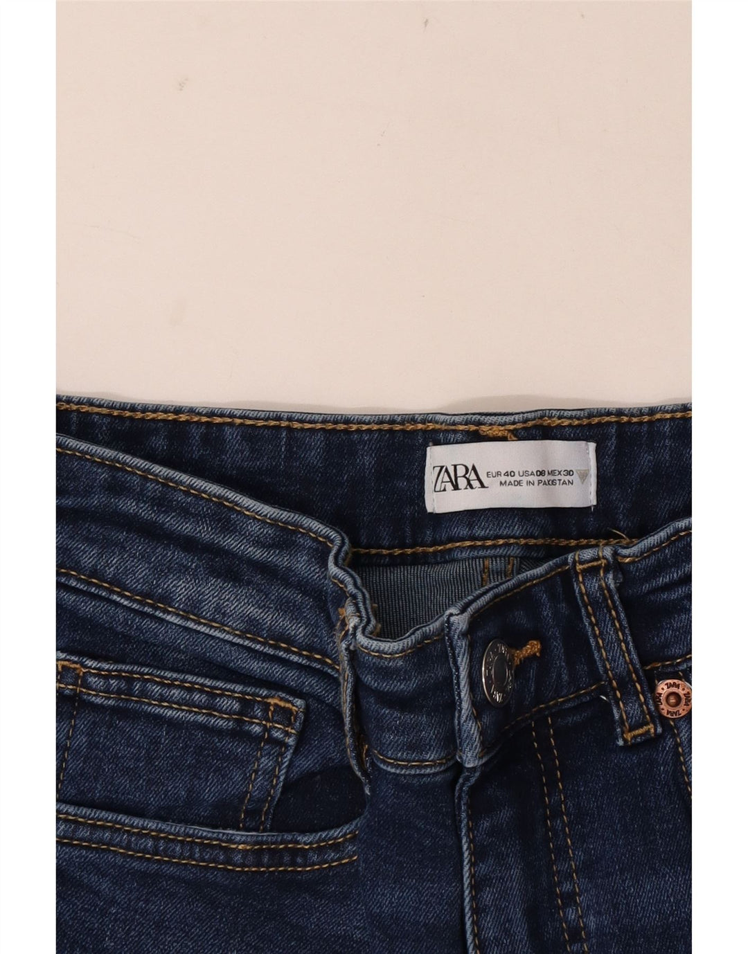 Zara Calça Jeans Feminina Crop Flared EU 40 Médio W30 L25 Azul Marinho