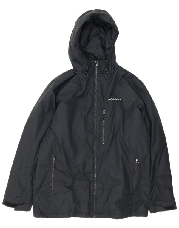 Jaqueta corta-vento masculina Columbia com capuz UK 40 grande nylon preto
