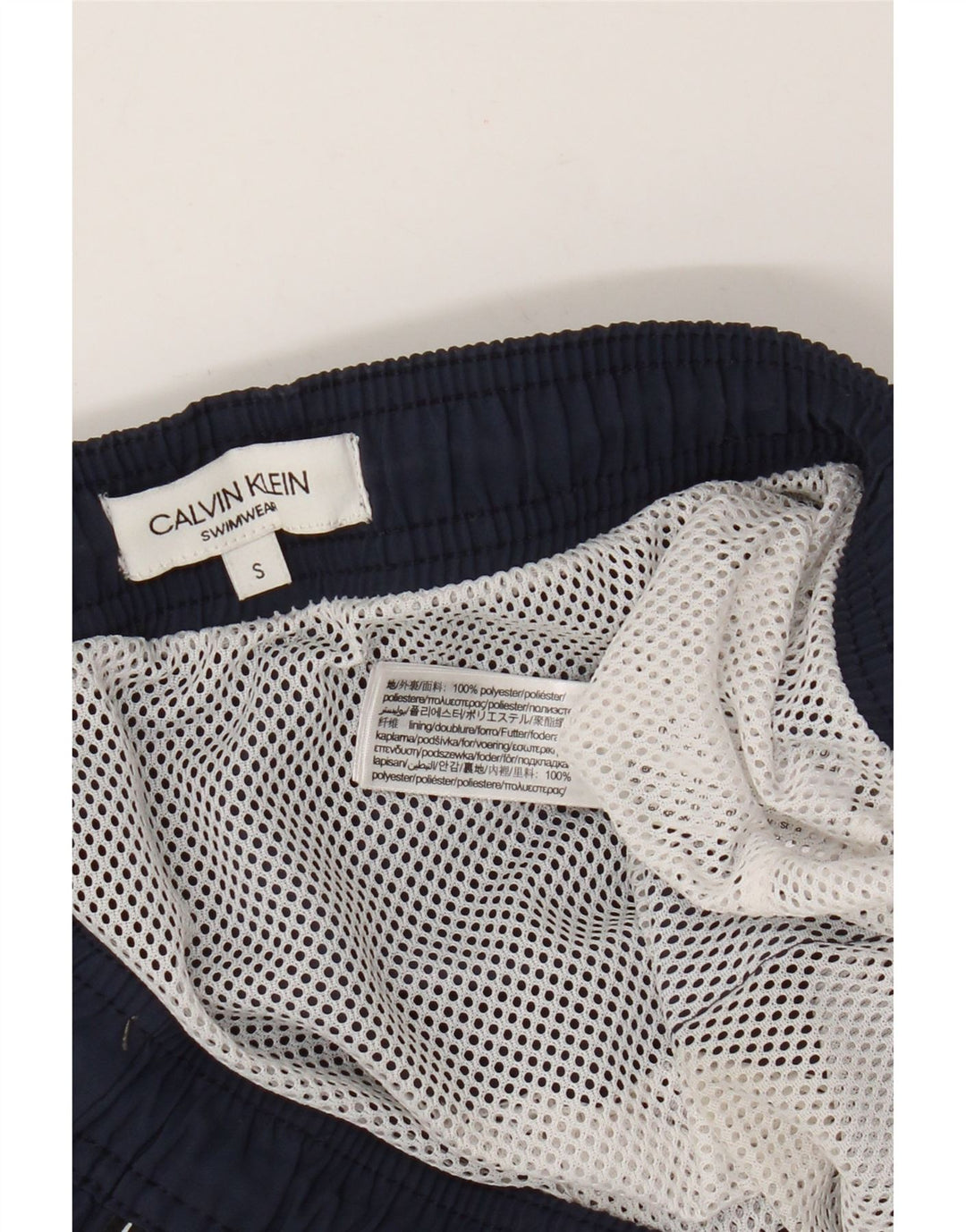 Calvin Klein Shorts de natação masculino gráfico pequeno azul marinho poliéster